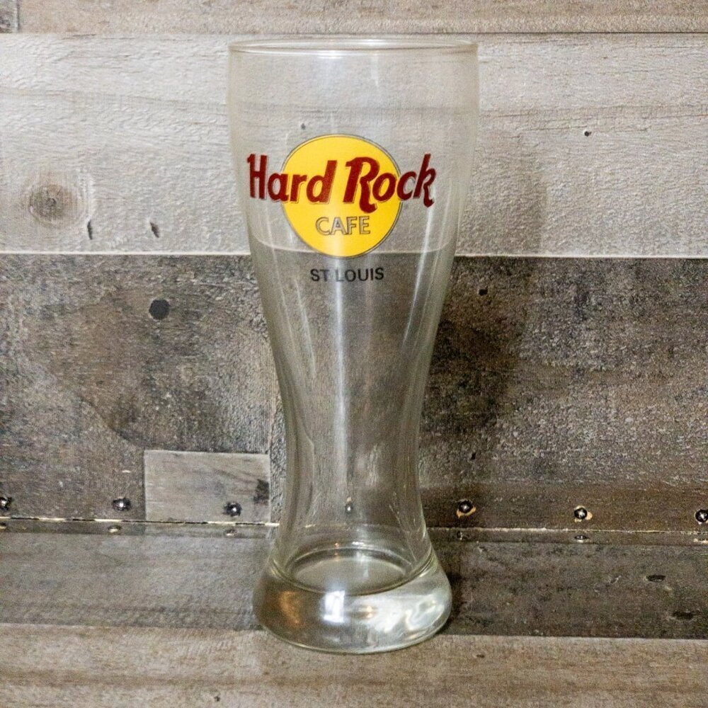 VINTAGE HARD ROCK CAFE ST LOUIS BEER GLASS 20oz PILSNER DIVE BAR TAVERN RETRO